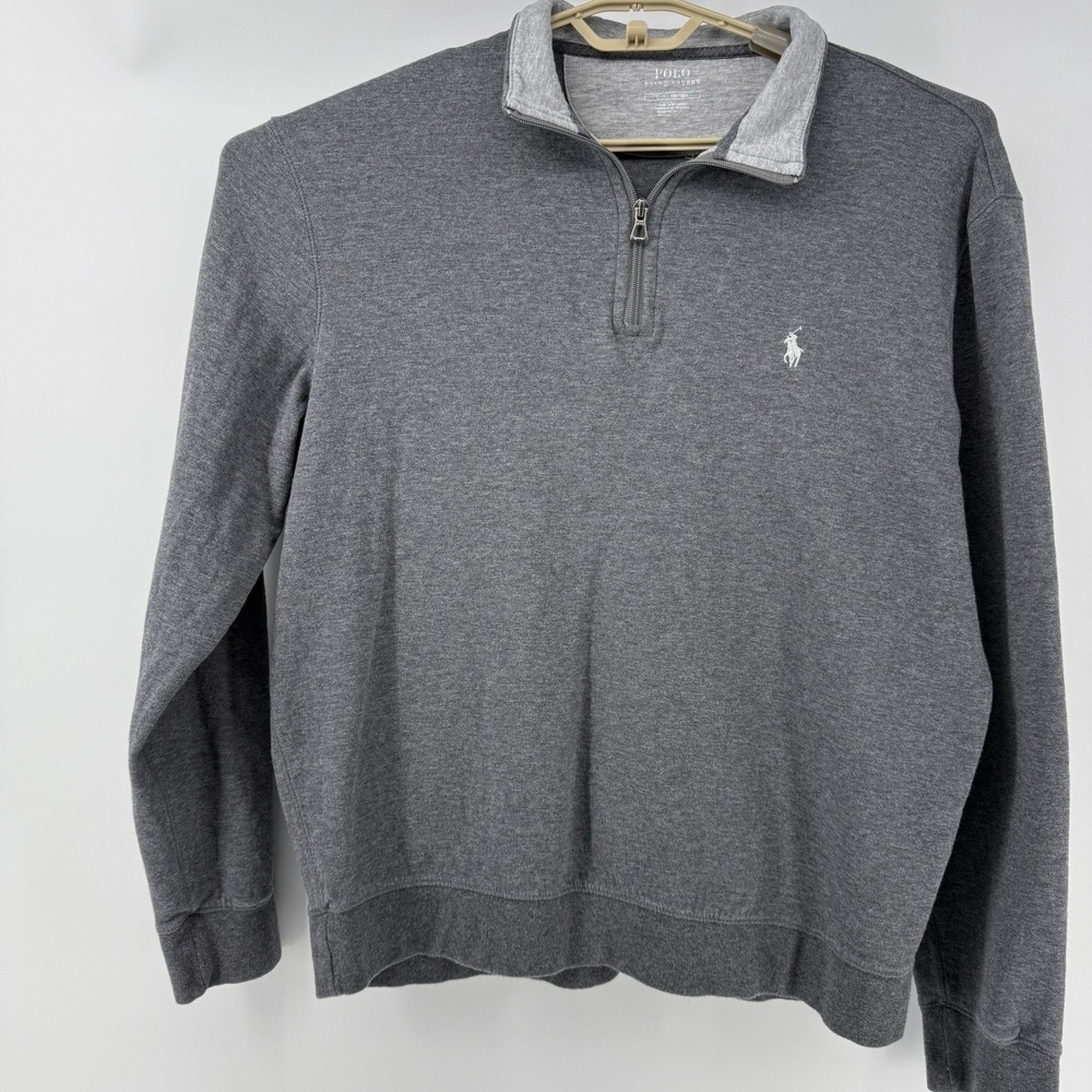Polo Ralph Lauren 1/4 Zip Pullover Fleece Performance Men's L Pony Logo Gray
